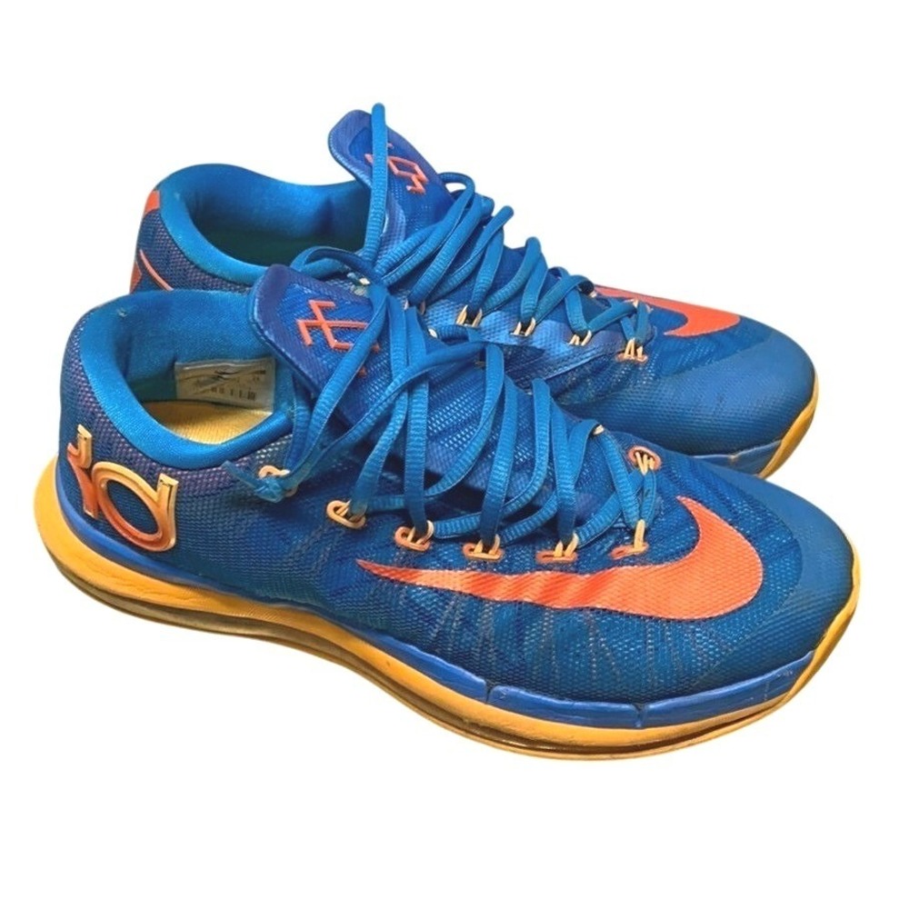 Nike KD 6 OKC Basketball Shoes Mens 8 Blue Orange Low Sneaker Athletic Casual